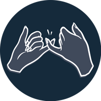The Milk Exchange UK Logo. Two hands pinkie promising